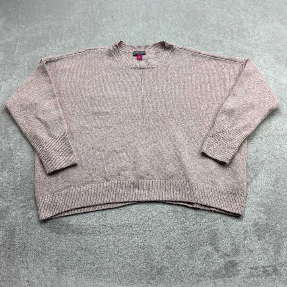 Vince Camuto Pullover Sweater Womens L Pink Seam Detail Long Sleeve Cozy Casual